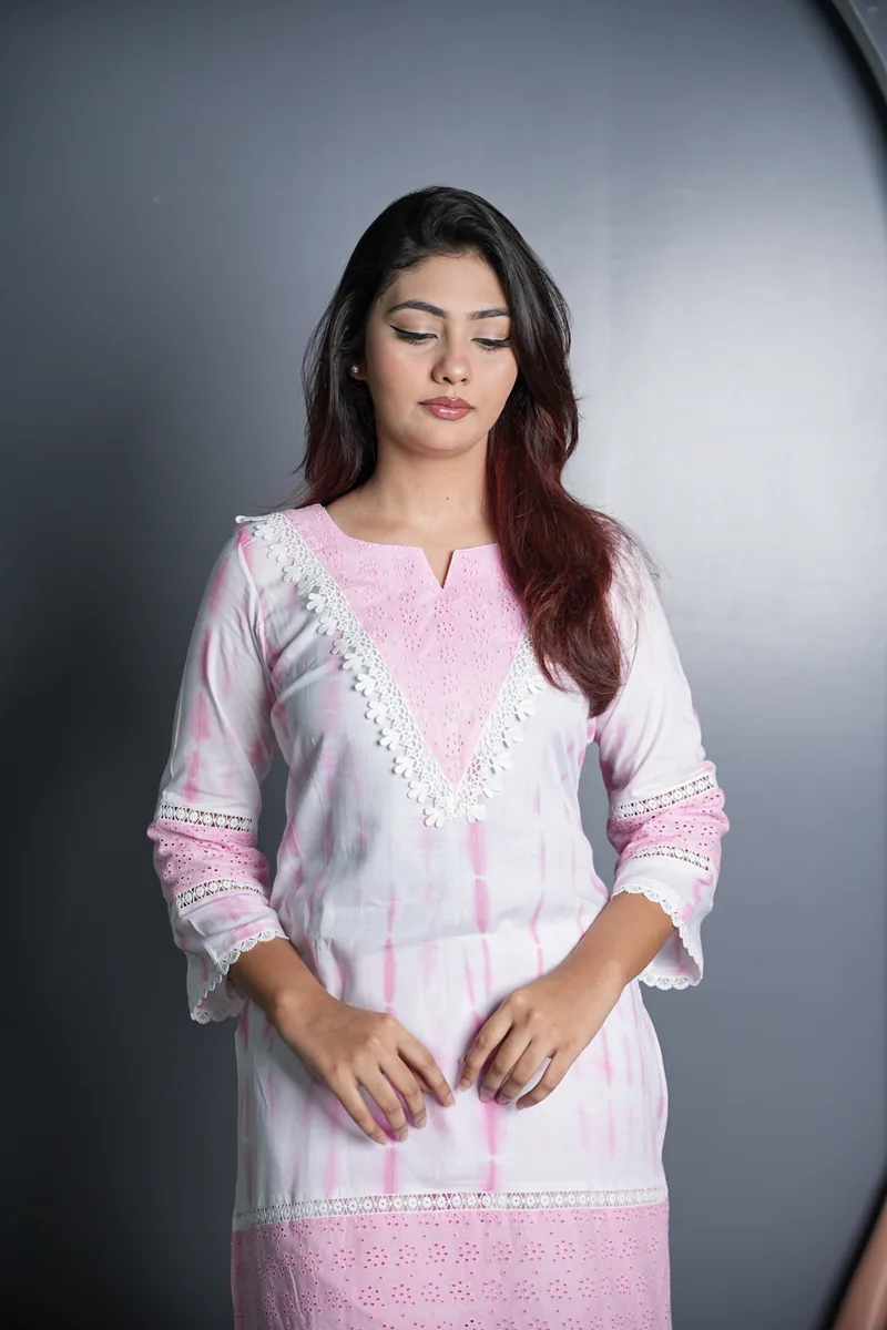 Aloka - Tie-Dye & Chikan Unstitched Fabric Set