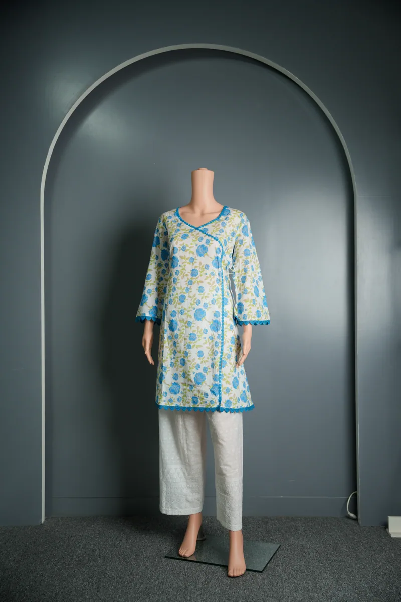 Bushra - Printed Cotton Kameez & Chikan Pant