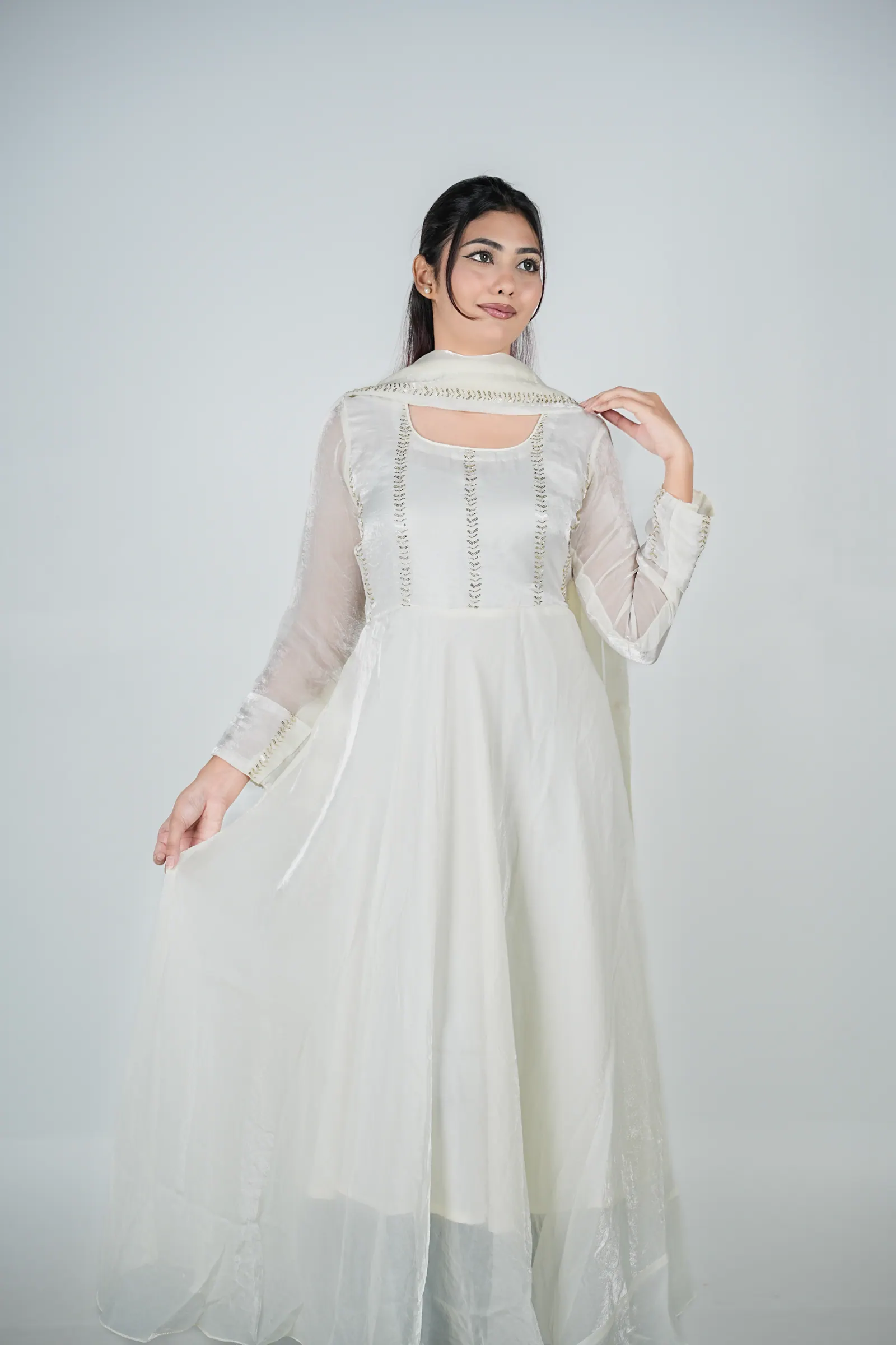 Mahzabin - Fendi Silk Gown with Dupatta