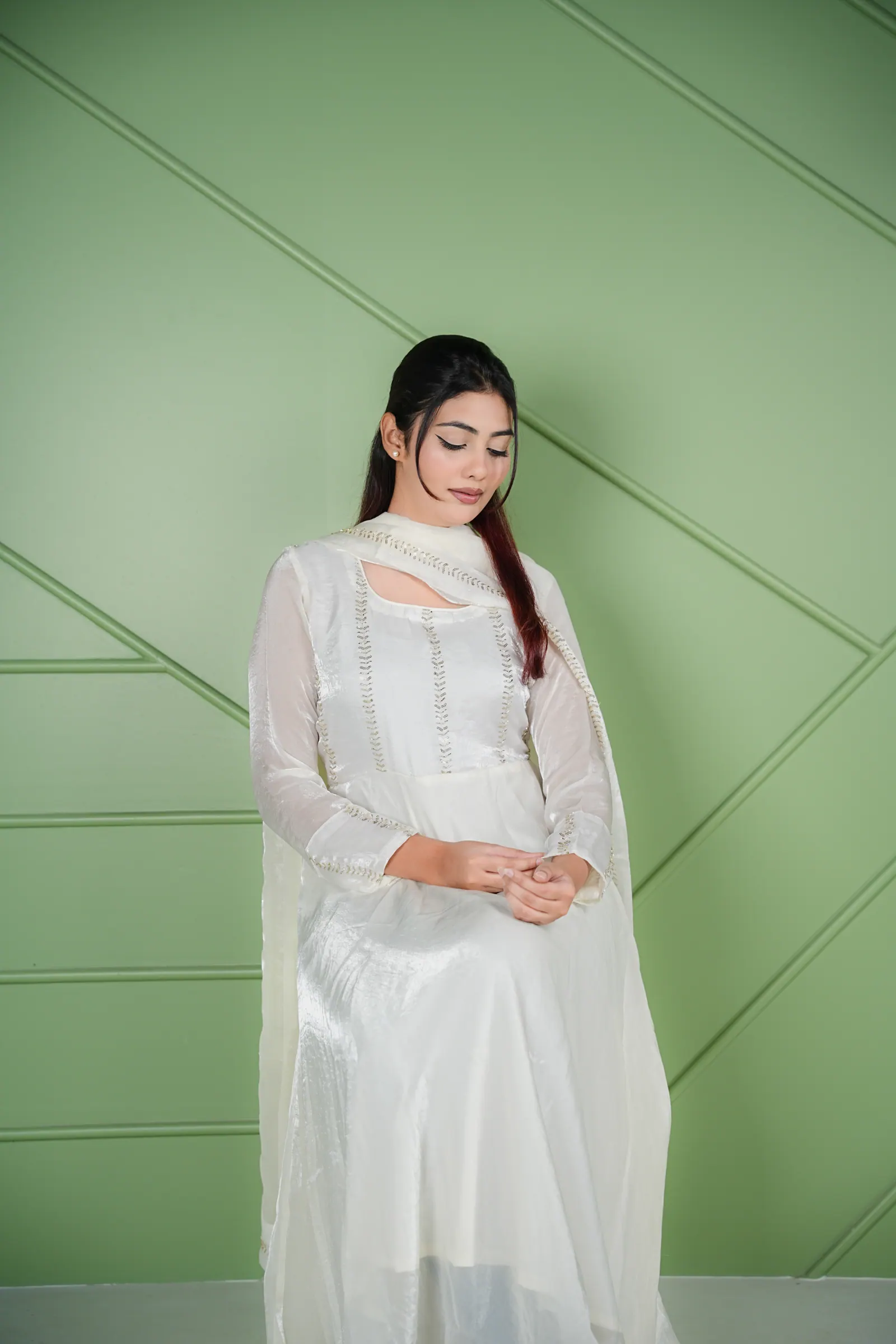 Mahzabin - Fendi Silk Gown with Dupatta