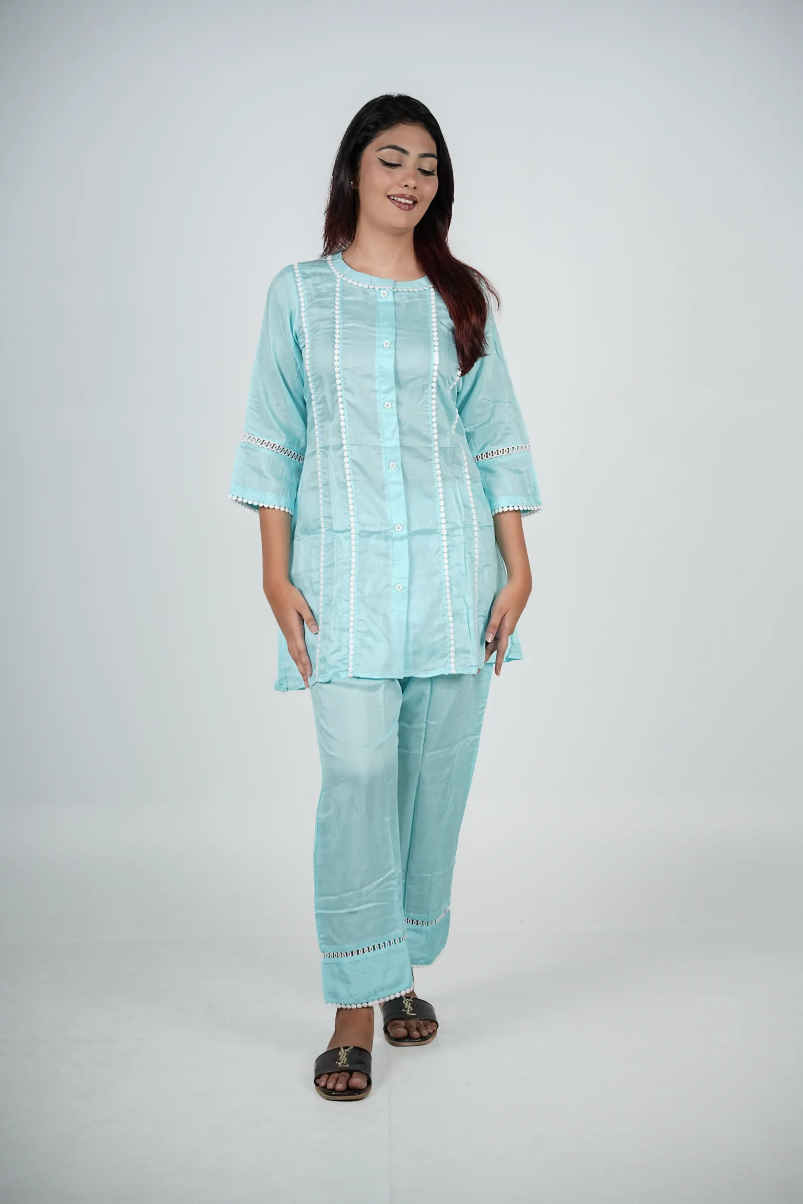 Mehrin - Cotton Co-ord Set with Lace