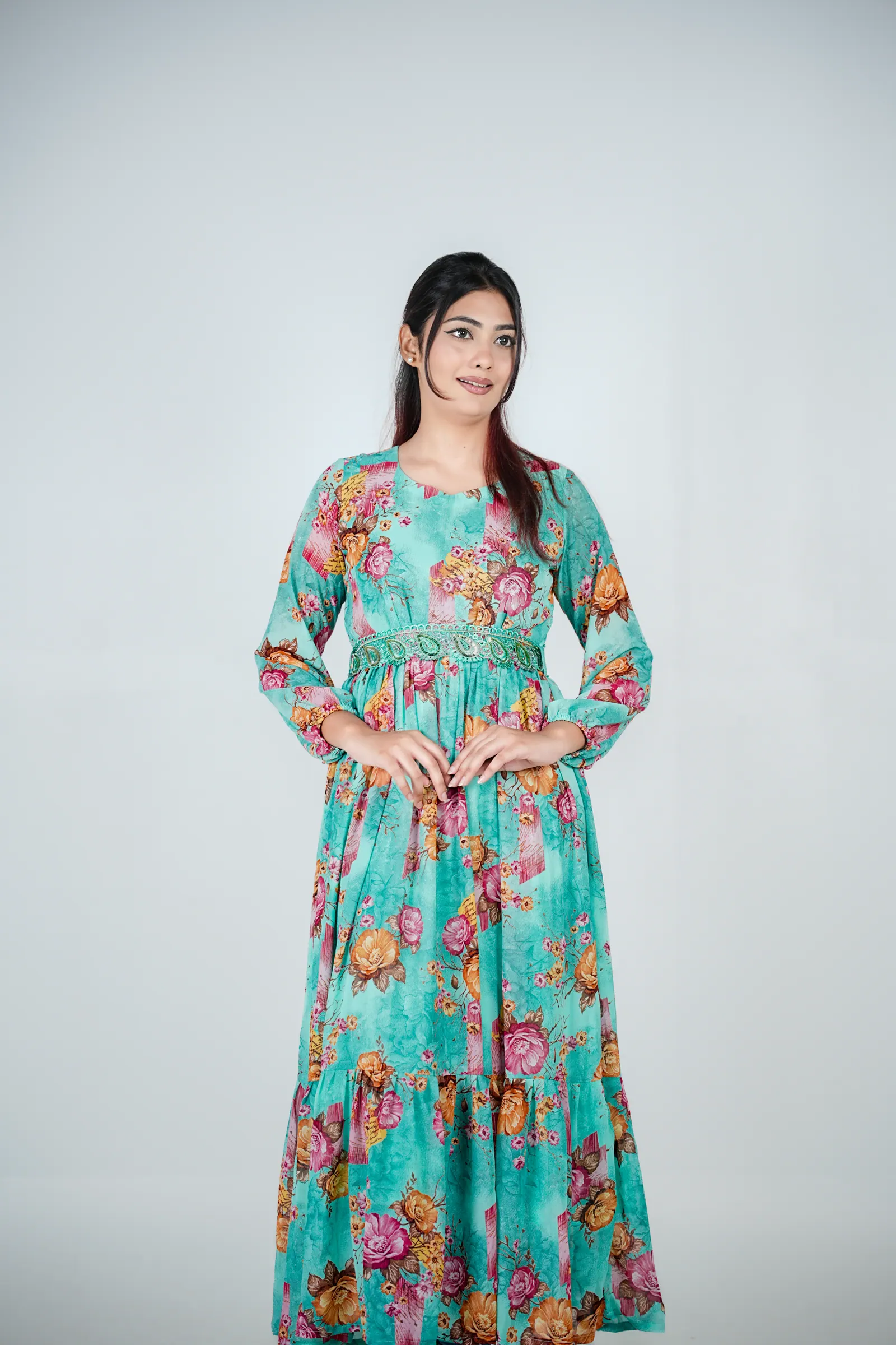 Nabila - Printed Georgette Gown
