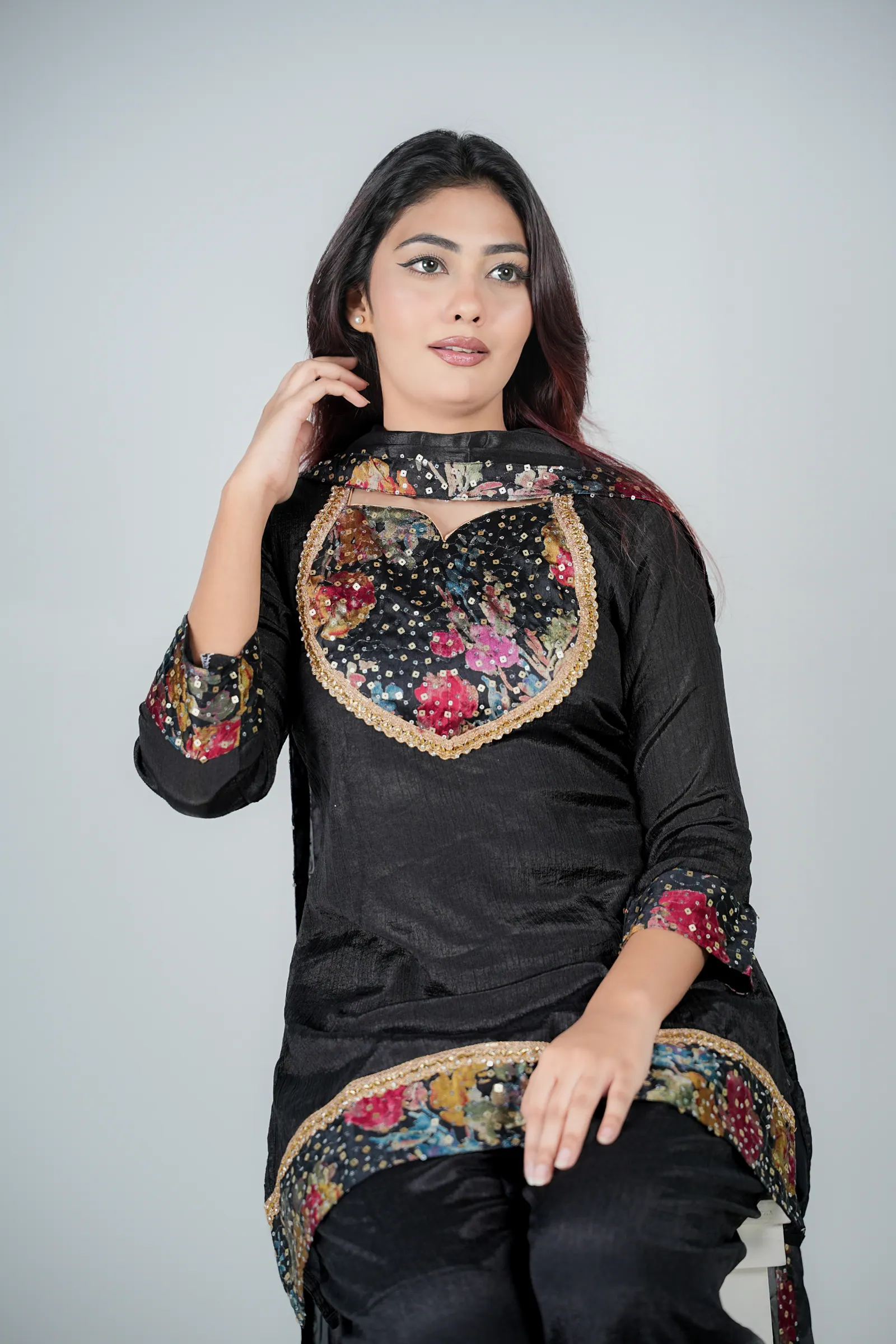 Roshni - Chinon Silk Three Piece Party Set