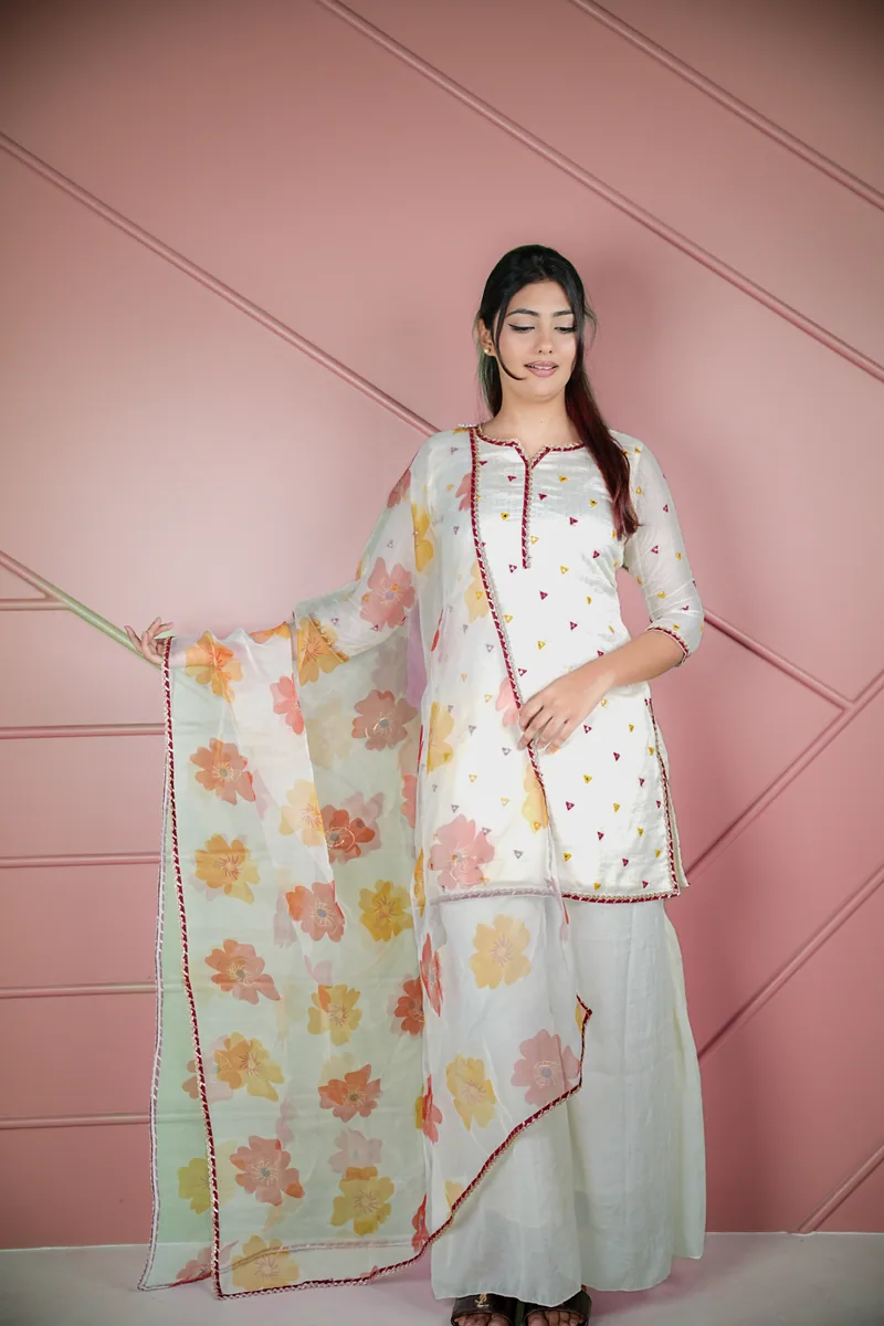Sitara - Mirror Work Kameez with Organza Dupatta