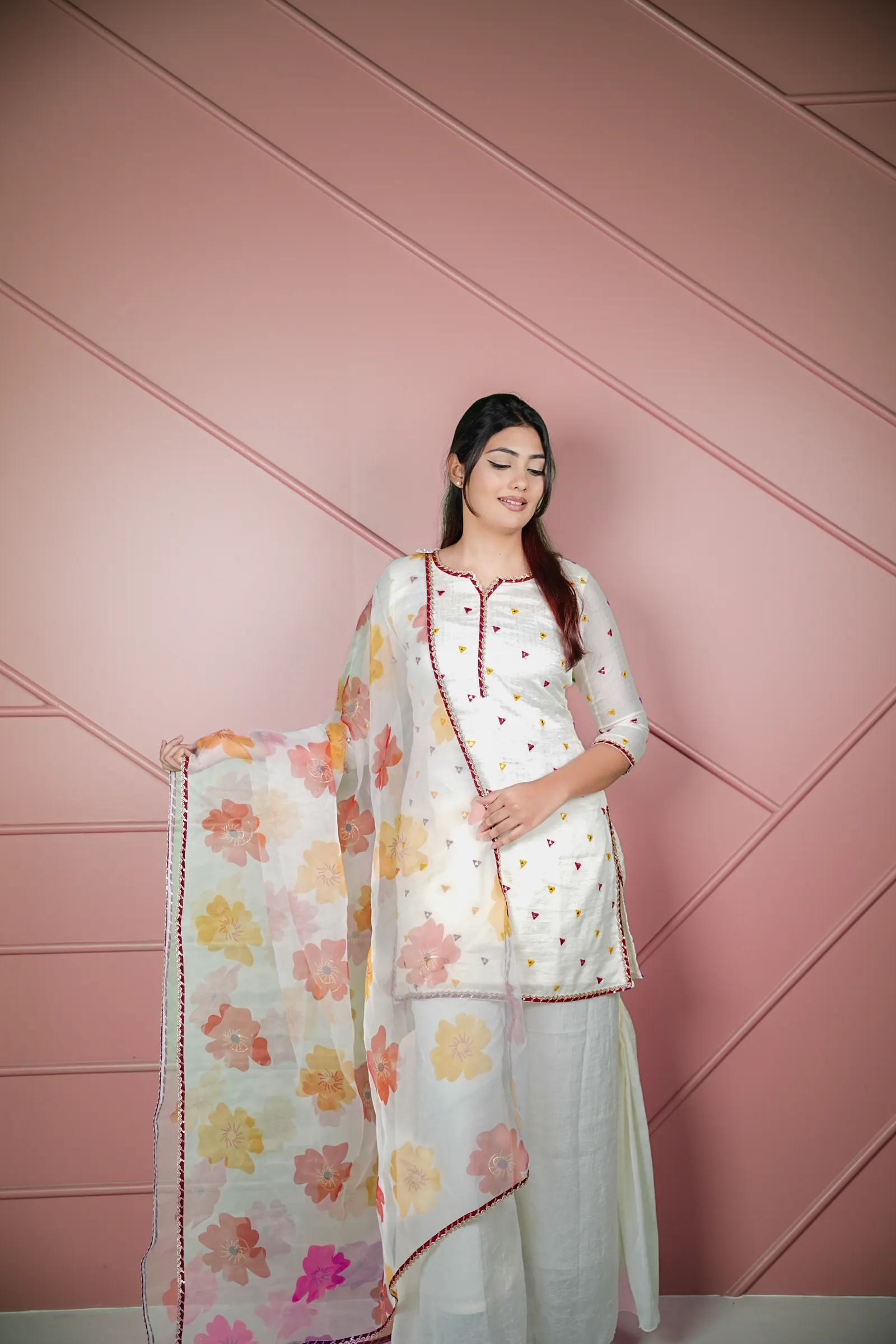 Sitara - Mirror Work Kameez with Organza Dupatta