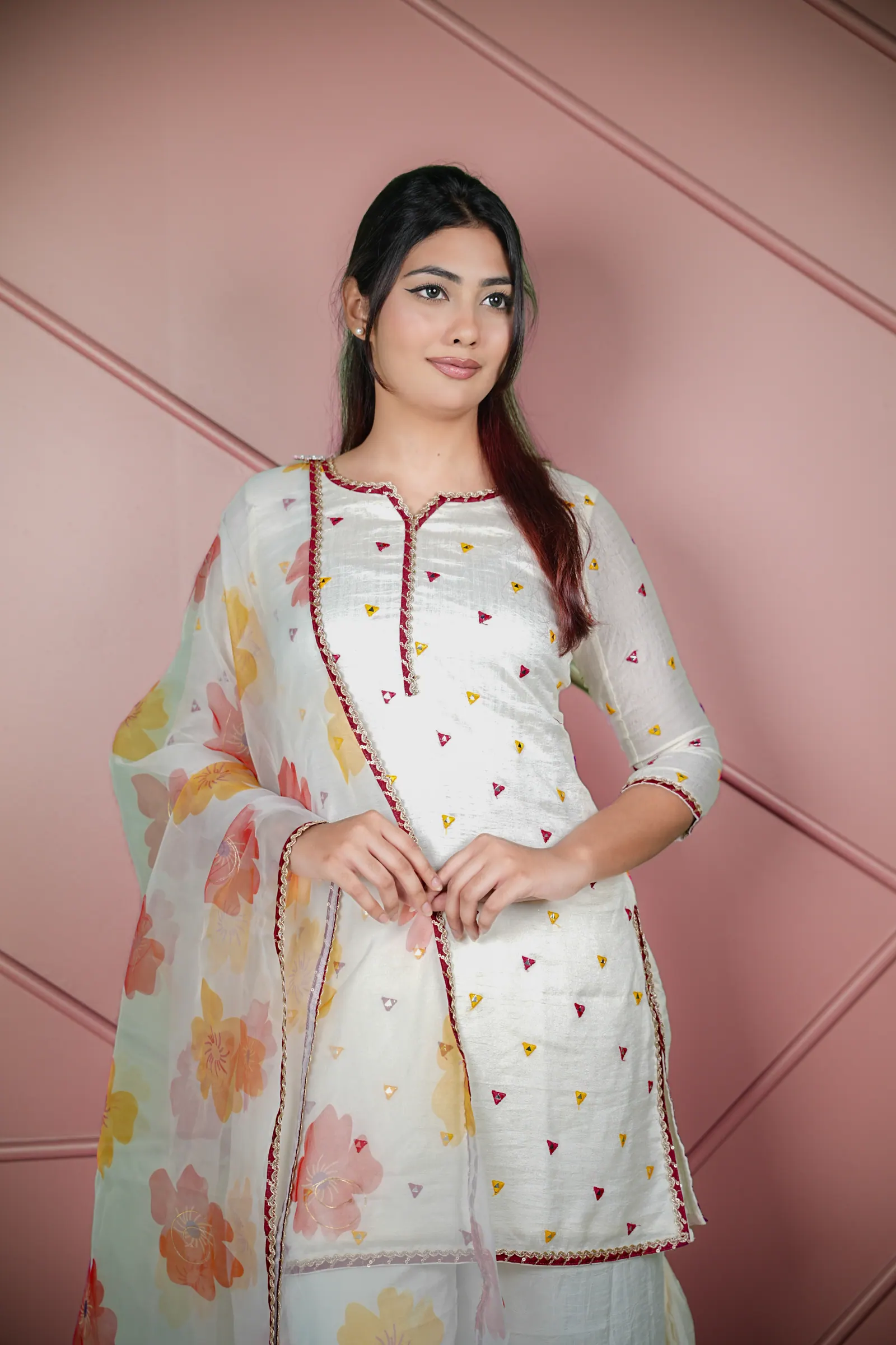 Sitara - Mirror Work Kameez with Organza Dupatta