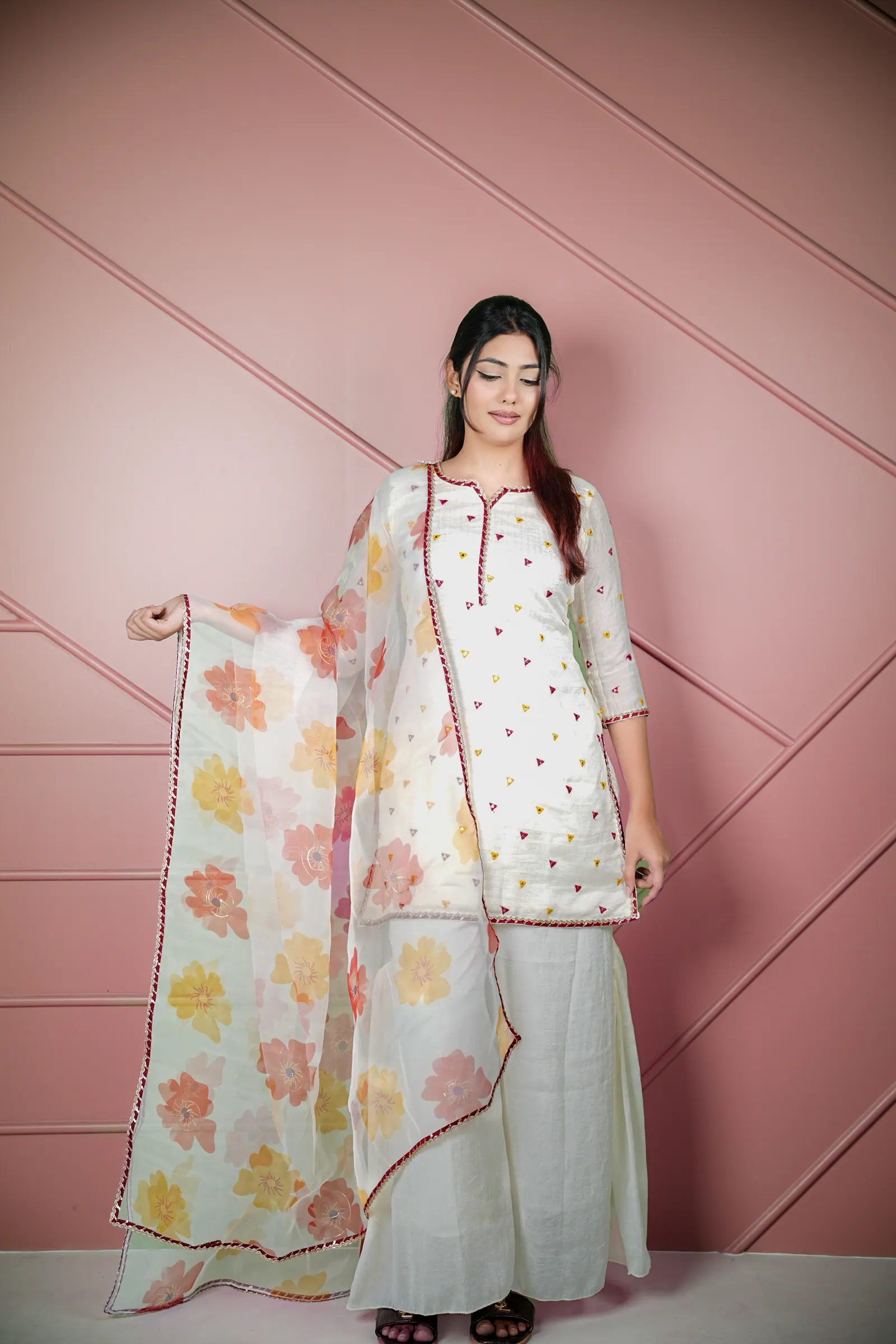 Sitara - Mirror Work Kameez with Organza Dupatta