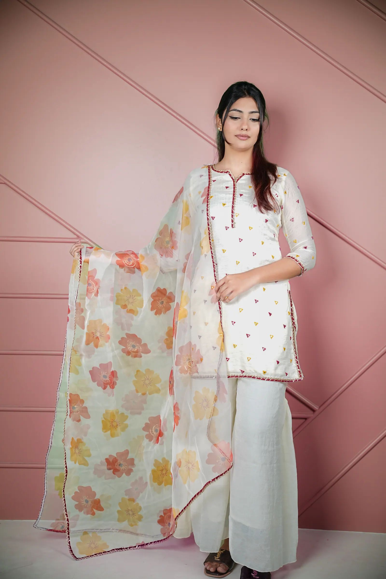 Sitara - Mirror Work Kameez with Organza Dupatta
