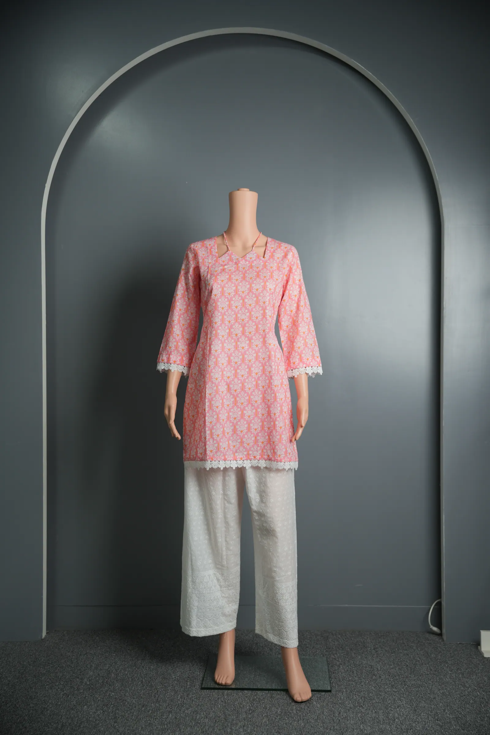 Tahira - Printed Cotton Kameez & Chikan Pant