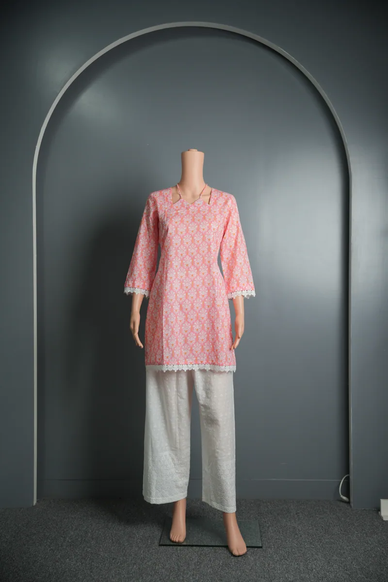 Tahira - Printed Cotton Kameez & Chikan Pant
